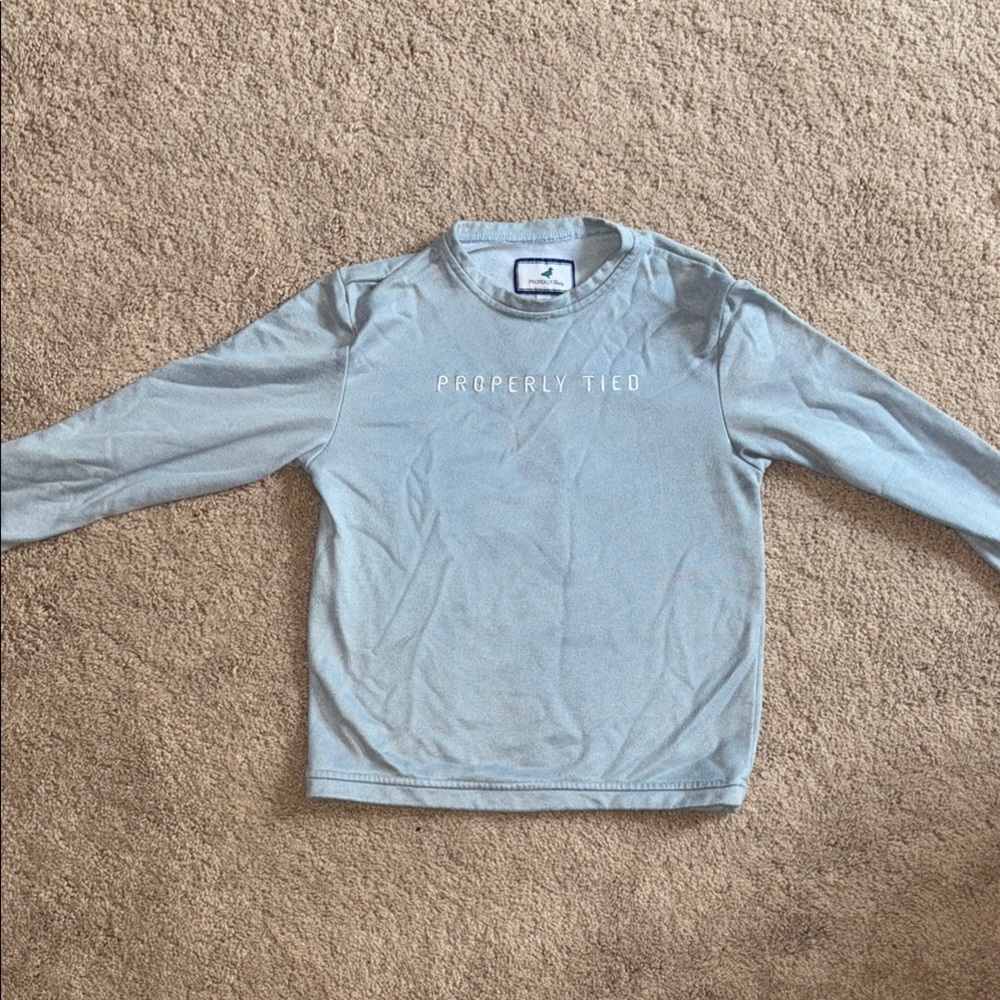 “Properly Tied” Gray Long Sleeve Tee Classic Crew Neck Cotton Blend